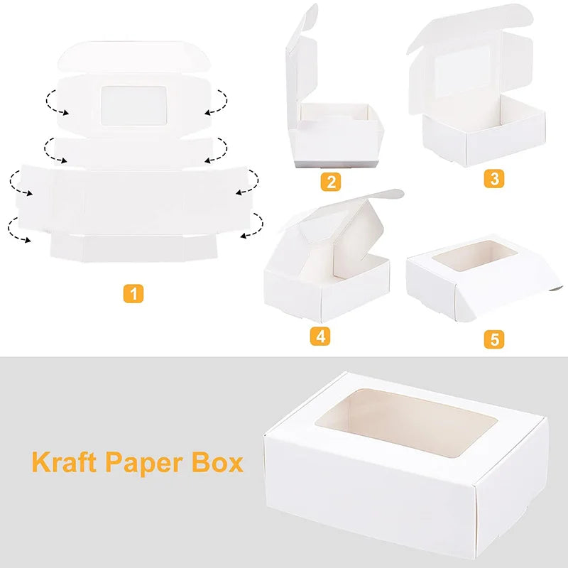 10/30pcs Kraft Paper Candy Box Transparent PVC Window Soap Boxes For Chocolates Birthday Wedding Valentine's Day