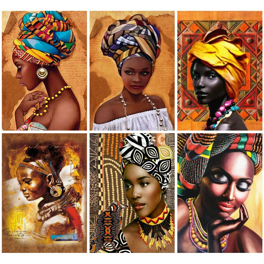 Huacan 5d Diamond Painting African Woman Handmade Gift Embroidery Portrait Farmhouse Home Decor Home Decor