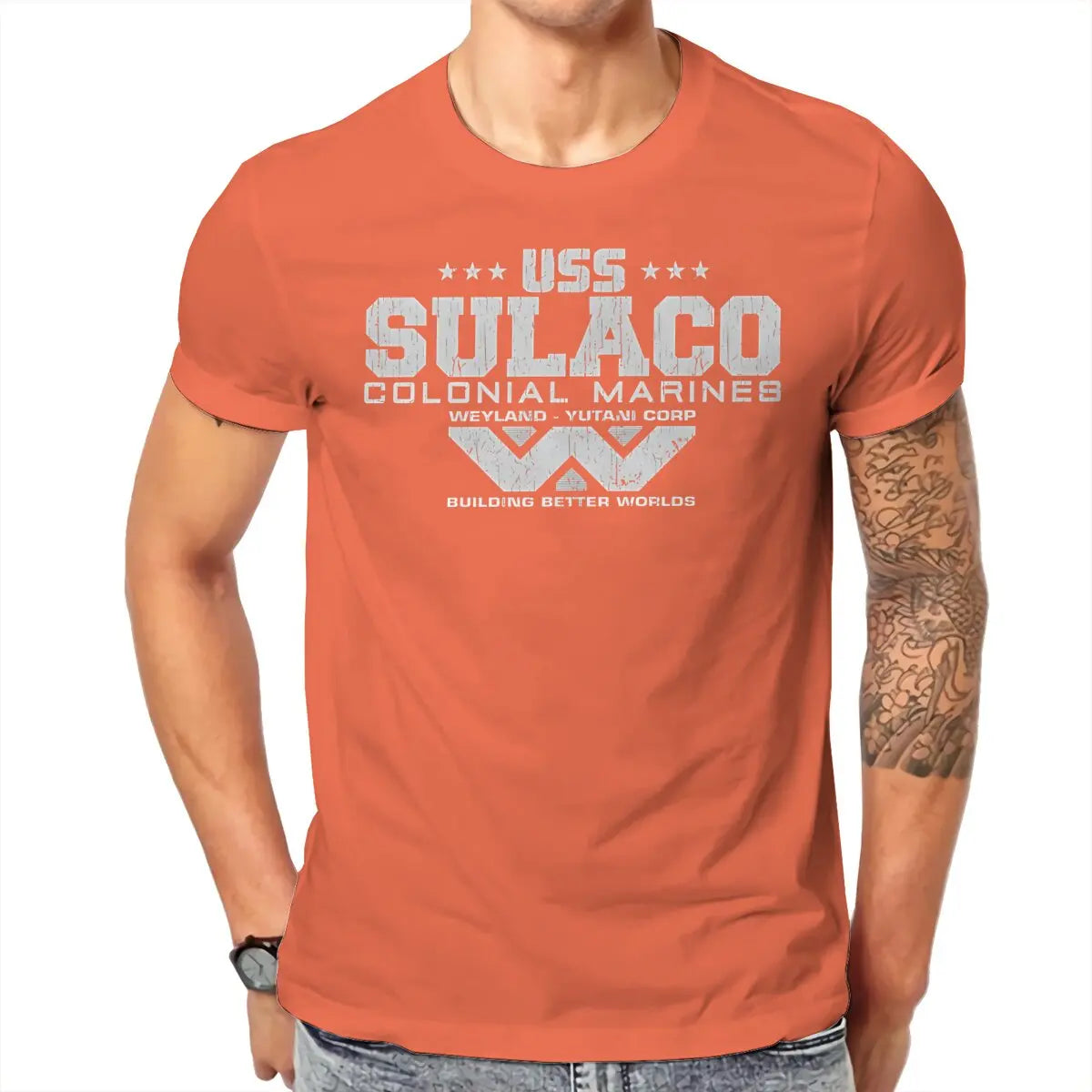Colonial Marines USS Sulaco Tshirt Homme Men's Clothes Cotton T Shirt For Men