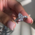 Moonso Arrival Adjustable Silver Color Marquise Engagement Wedding Ring for Women Valentine's Day Gift Jewelry Wholesale R8406