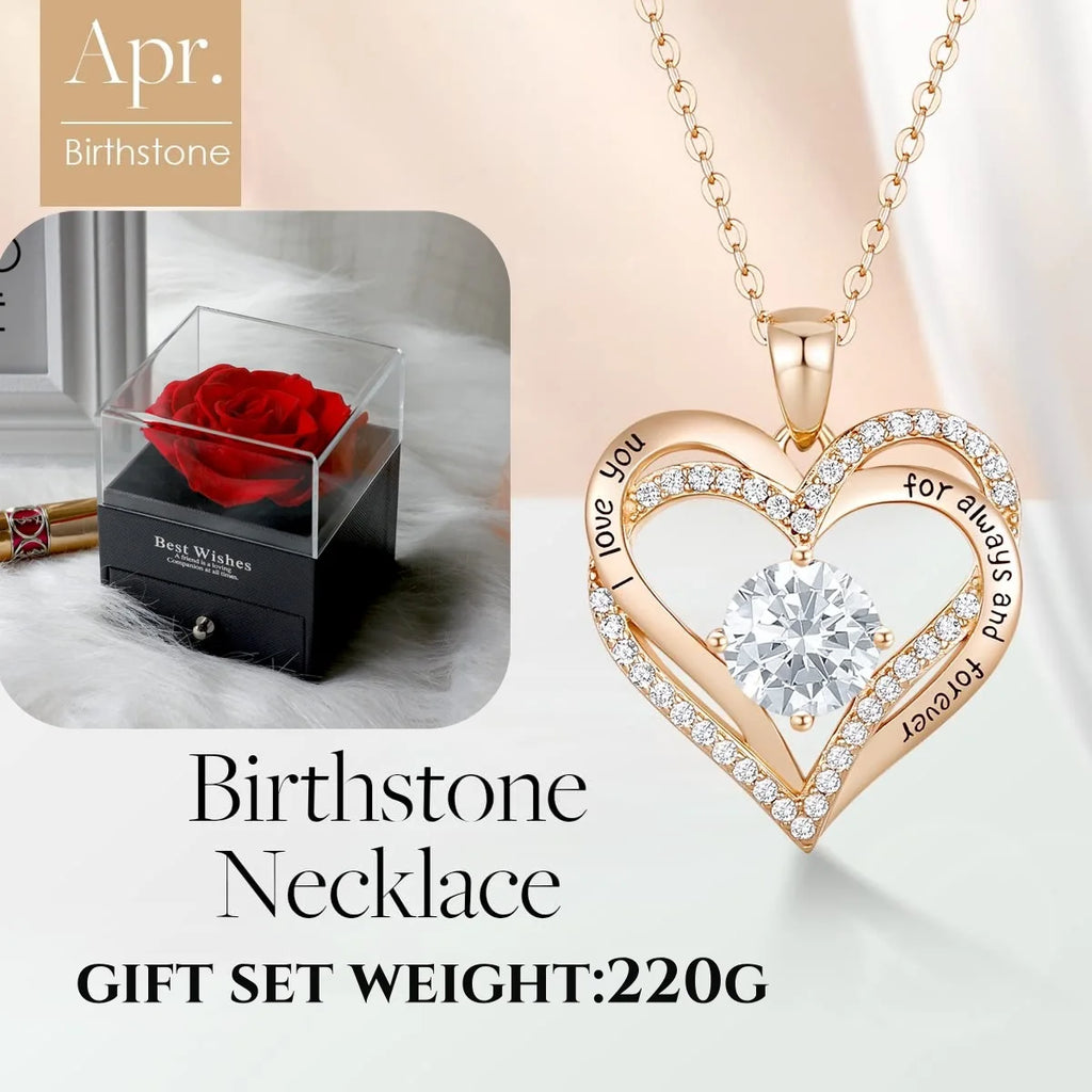 Fashionable 12th Birthday Stone Love Pendant Necklace for Women's High End Charm Jewelry Valentine's Day Gift for Girlfriend
