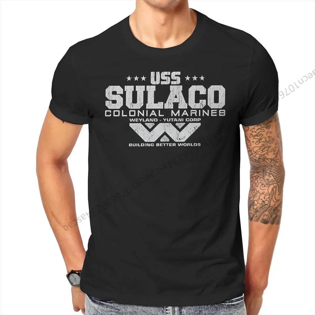 Colonial Marines USS Sulaco Tshirt Homme Men's Clothes Cotton T Shirt For Men