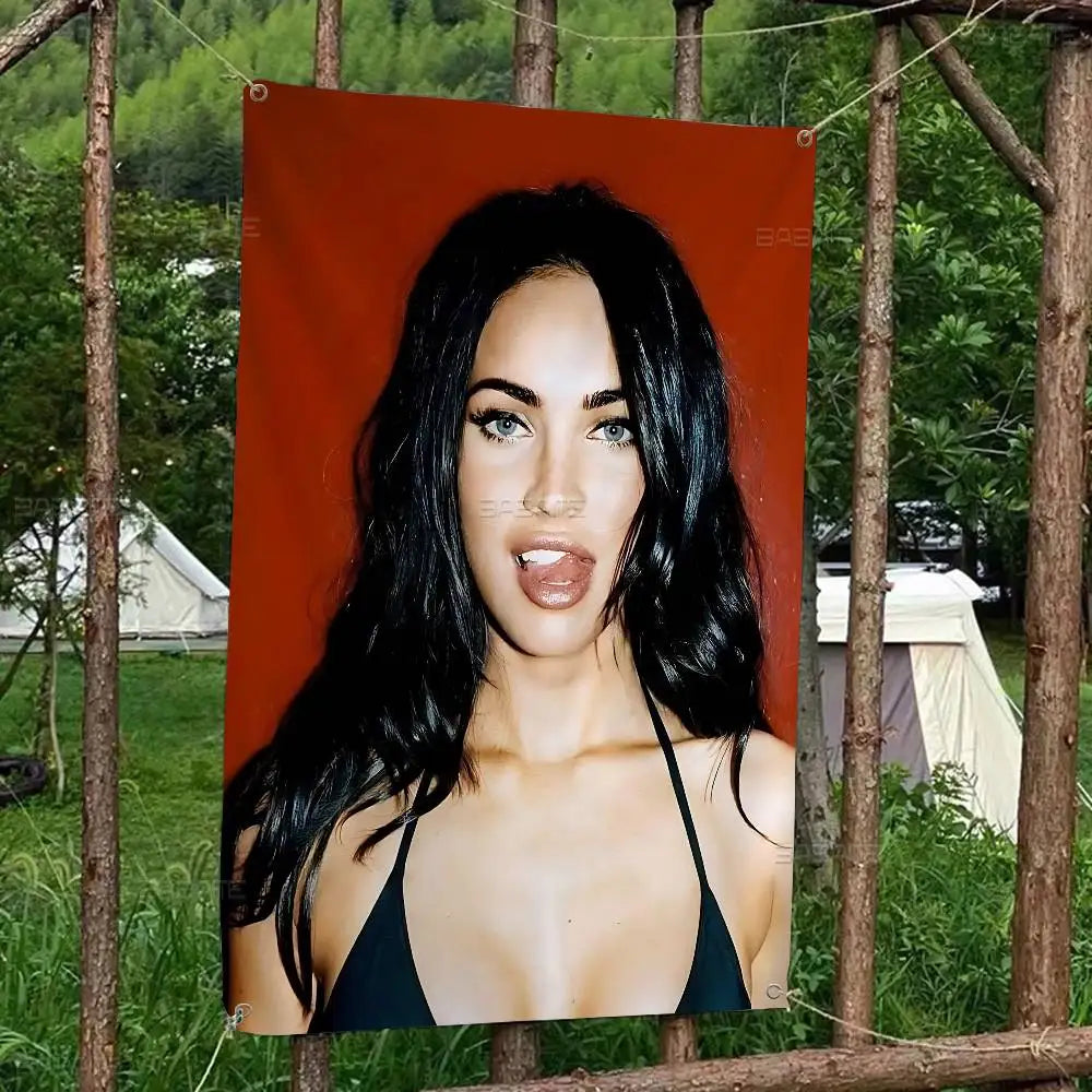 Megan Fox Actor Cartoon Flag Art Science Fiction Room Home Decor Wall Hanging Home Decor Banner
