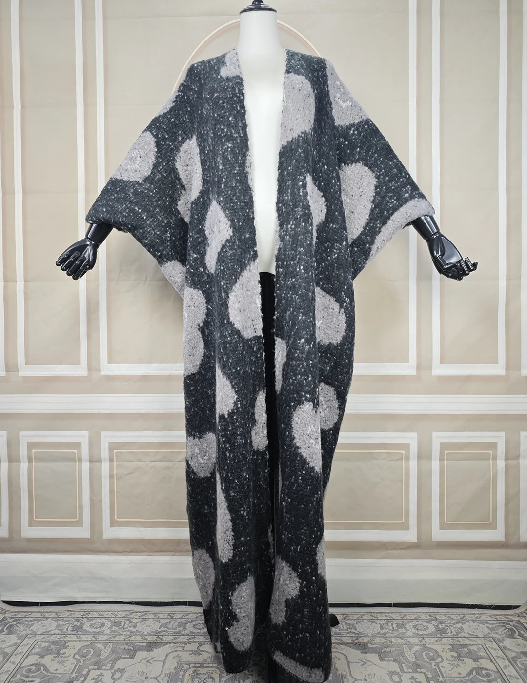 Fashion  winter outfits for women Luxury Fur Neutral coat Thick comfortable Warm Gradual print coat poncho long down party dress