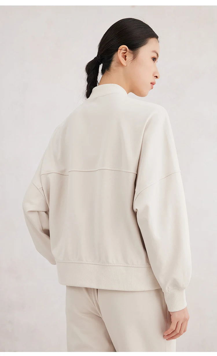 K3061W Spring High Quality Woman's Clothing 96% Combed Cotton Hooded Zipper Sweatshirt Jacket