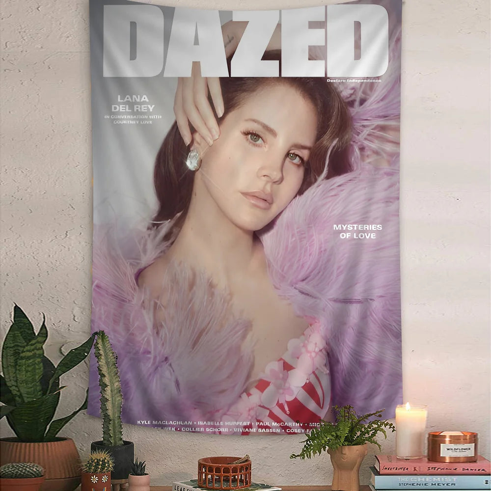 Singer Lana Del Rey Cartoon Tapestry Art Science Fiction Room Home Decor Wall Hanging Home Decor