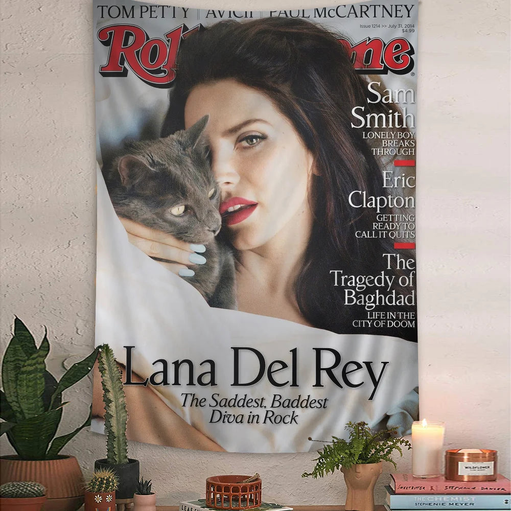 Singer Lana Del Rey Cartoon Tapestry Art Science Fiction Room Home Decor Wall Hanging Home Decor