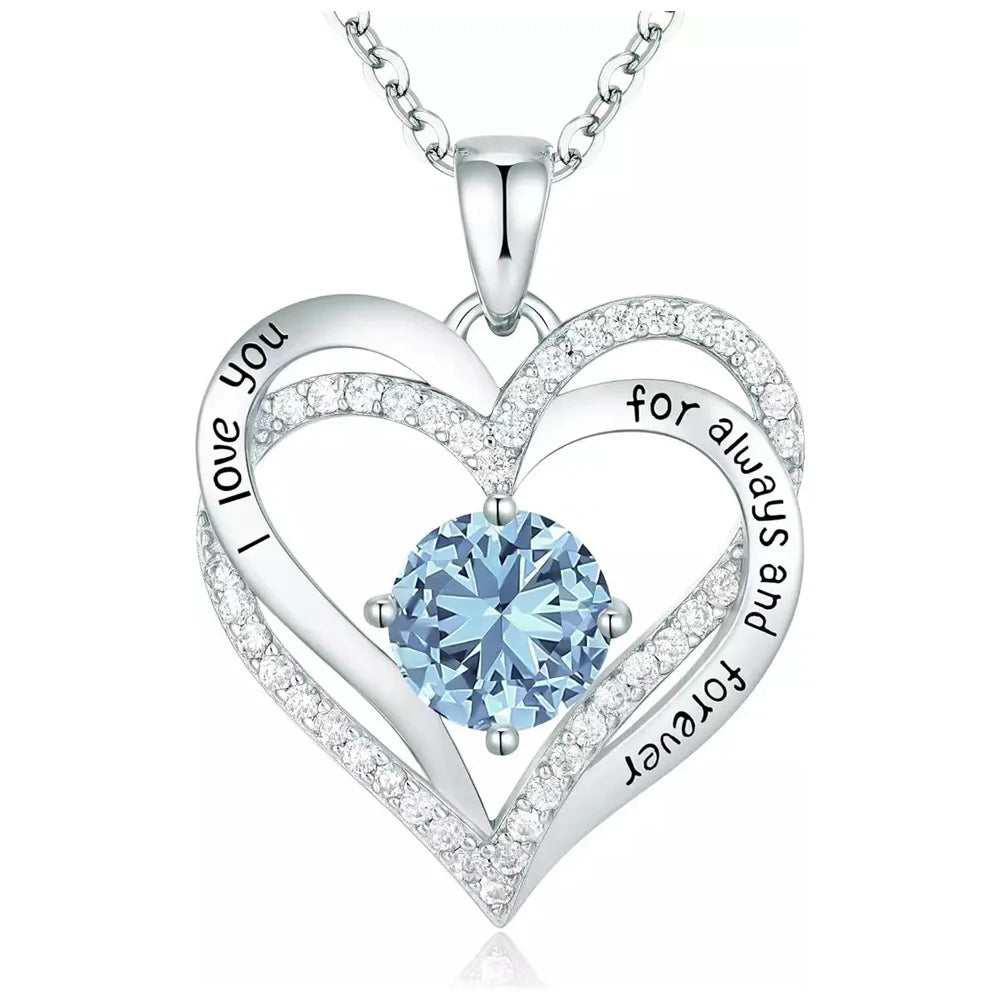 Fashionable 12th Birthday Stone Love Pendant Necklace for Women's High End Charm Jewelry Valentine's Day Gift for Girlfriend