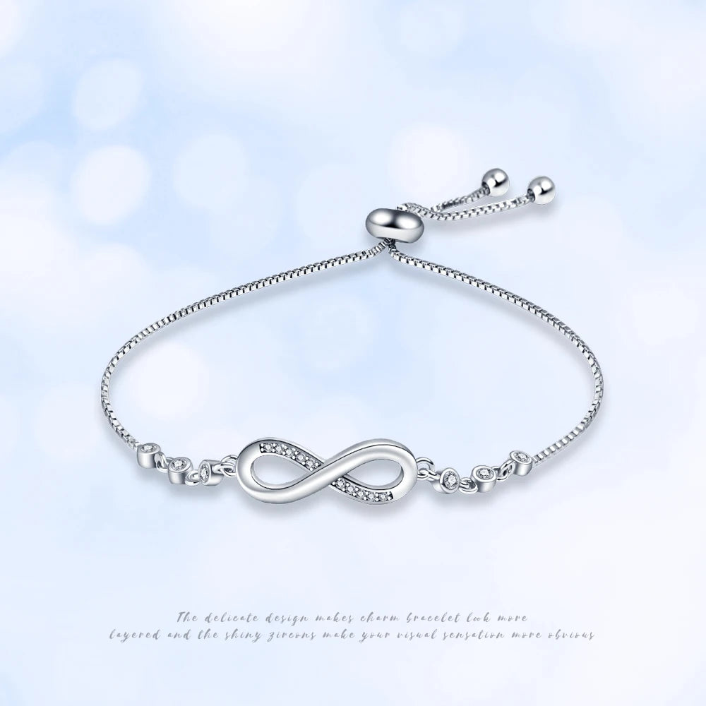 Original Bracelet 925 Silver Color Lucky Symbol Zircon Bracelet Luxury Jewelry For Woman Romantic Jewelry Valentine's Day Gifts