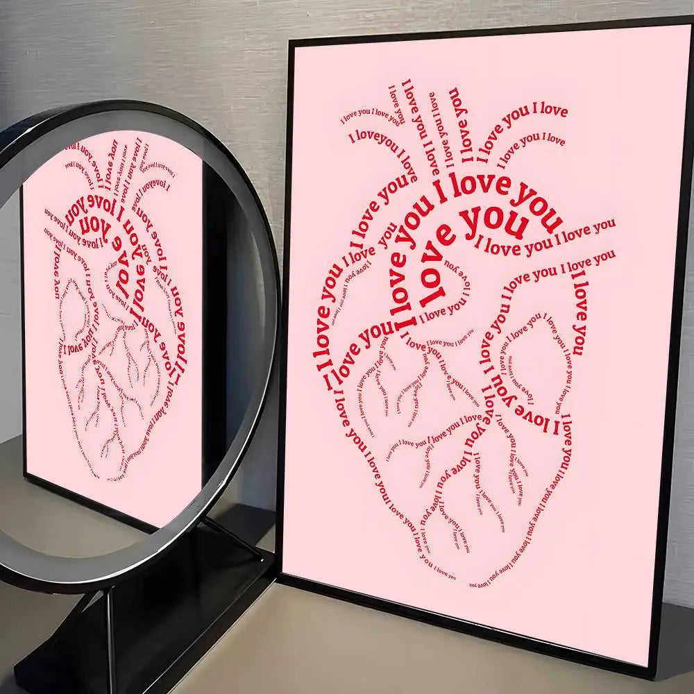 Home decor heart shape Poster HD home decor sticky wall waterproof home living room bar aesthetic decor