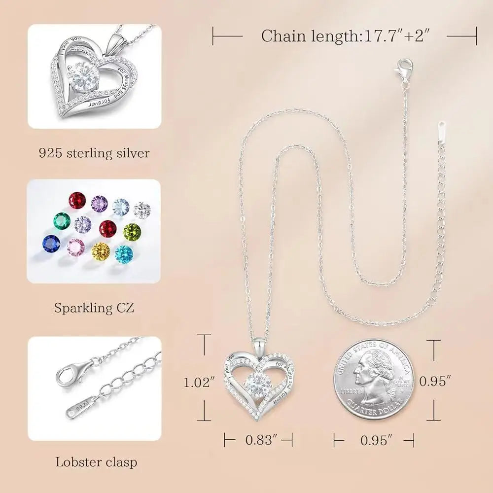 Fashionable 12th Birthday Stone Love Pendant Necklace for Women's High End Charm Jewelry Valentine's Day Gift for Girlfriend