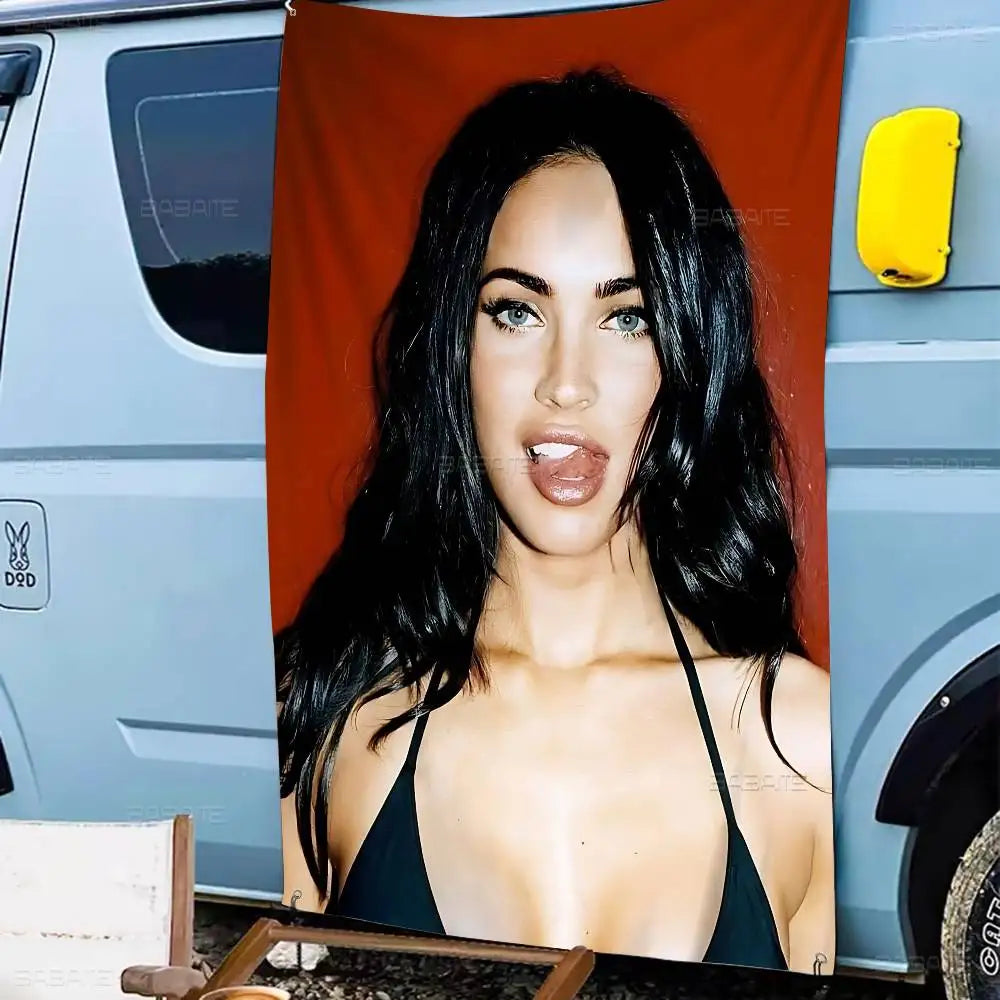Megan Fox Actor Cartoon Flag Art Science Fiction Room Home Decor Wall Hanging Home Decor Banner