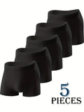 A must-have for everything! 5 pieces of black men's boxer briefs, comfortable and simple daily all-season underwear set