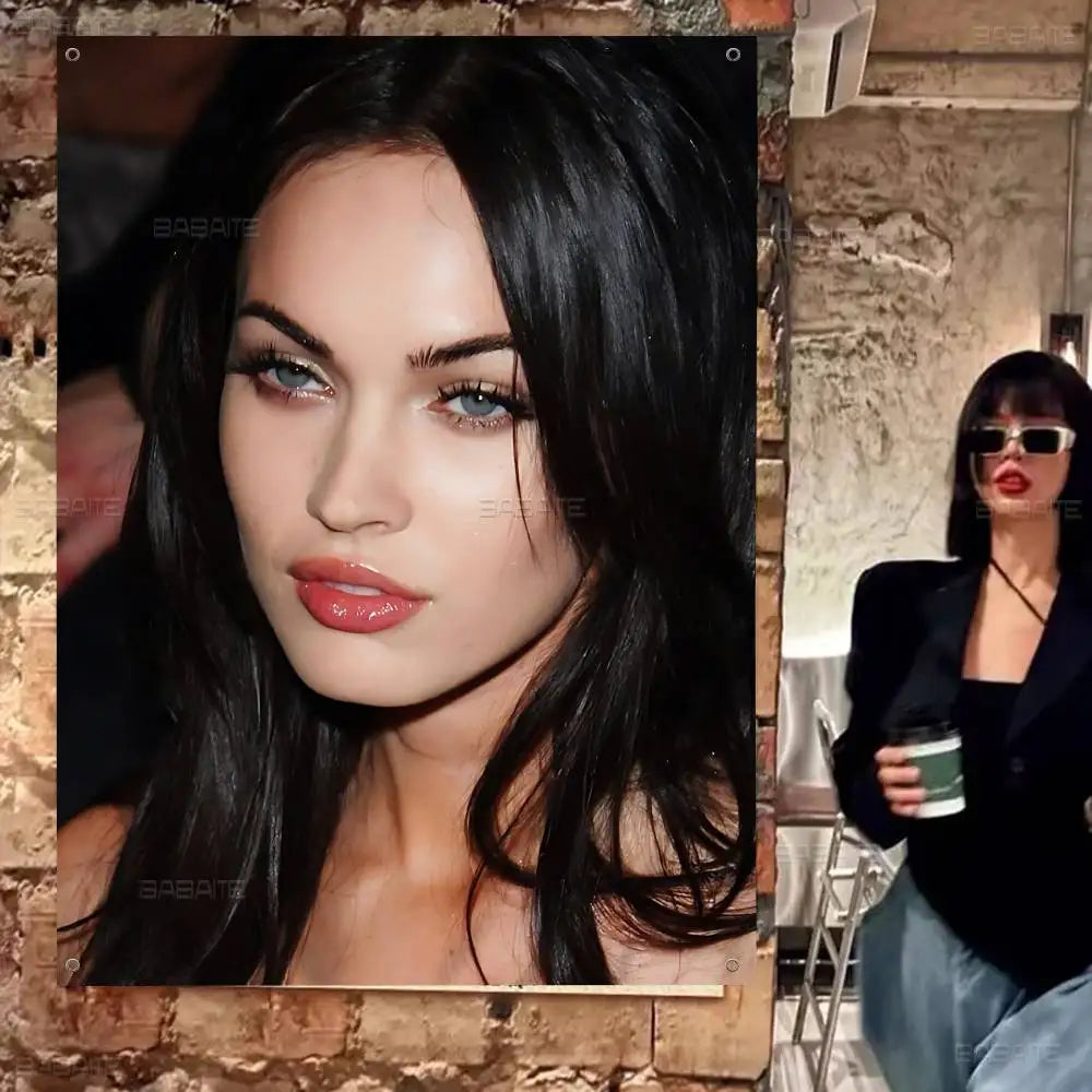 Megan Fox Actor Cartoon Flag Art Science Fiction Room Home Decor Wall Hanging Home Decor Banner