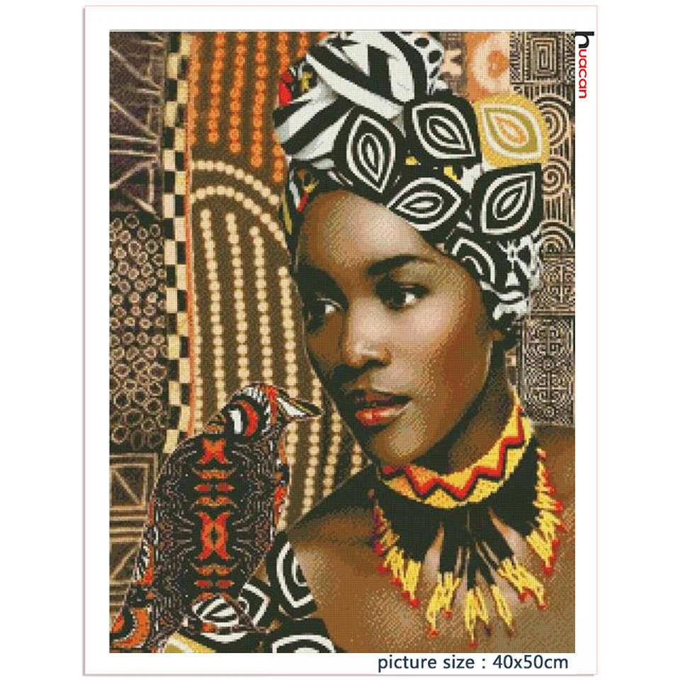 Huacan 5d Diamond Painting African Woman Handmade Gift Embroidery Portrait Farmhouse Home Decor Home Decor