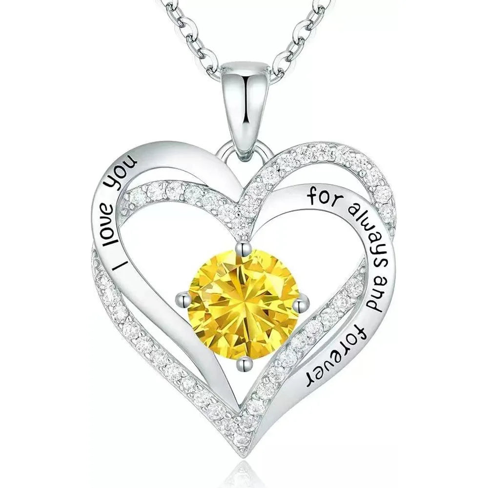 Fashionable 12th Birthday Stone Love Pendant Necklace for Women's High End Charm Jewelry Valentine's Day Gift for Girlfriend