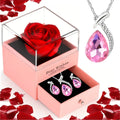 Eternal Rose Gift Set with Necklace And Earrings for Women, for Birthdays, Anniversaries,Valentine'S Day, And Mother'S Day.
