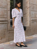 New Summer Women's Printed Short Sleeved Long Dress,Casual Dress,Woman's Clothing,Floral Dresses,White Dresses