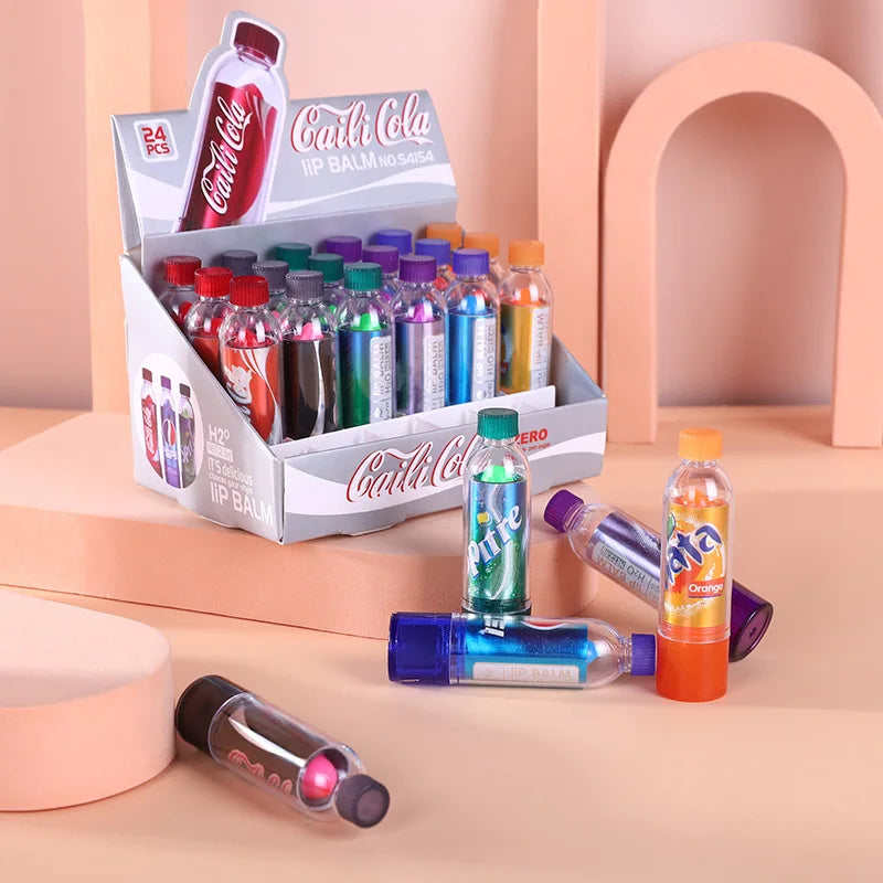 6Pcs Moisturizing Lip Balm Color Change Lip Balm Cute Kawaii Lips Care Makeup Soda Flavored Girl Party Supplies