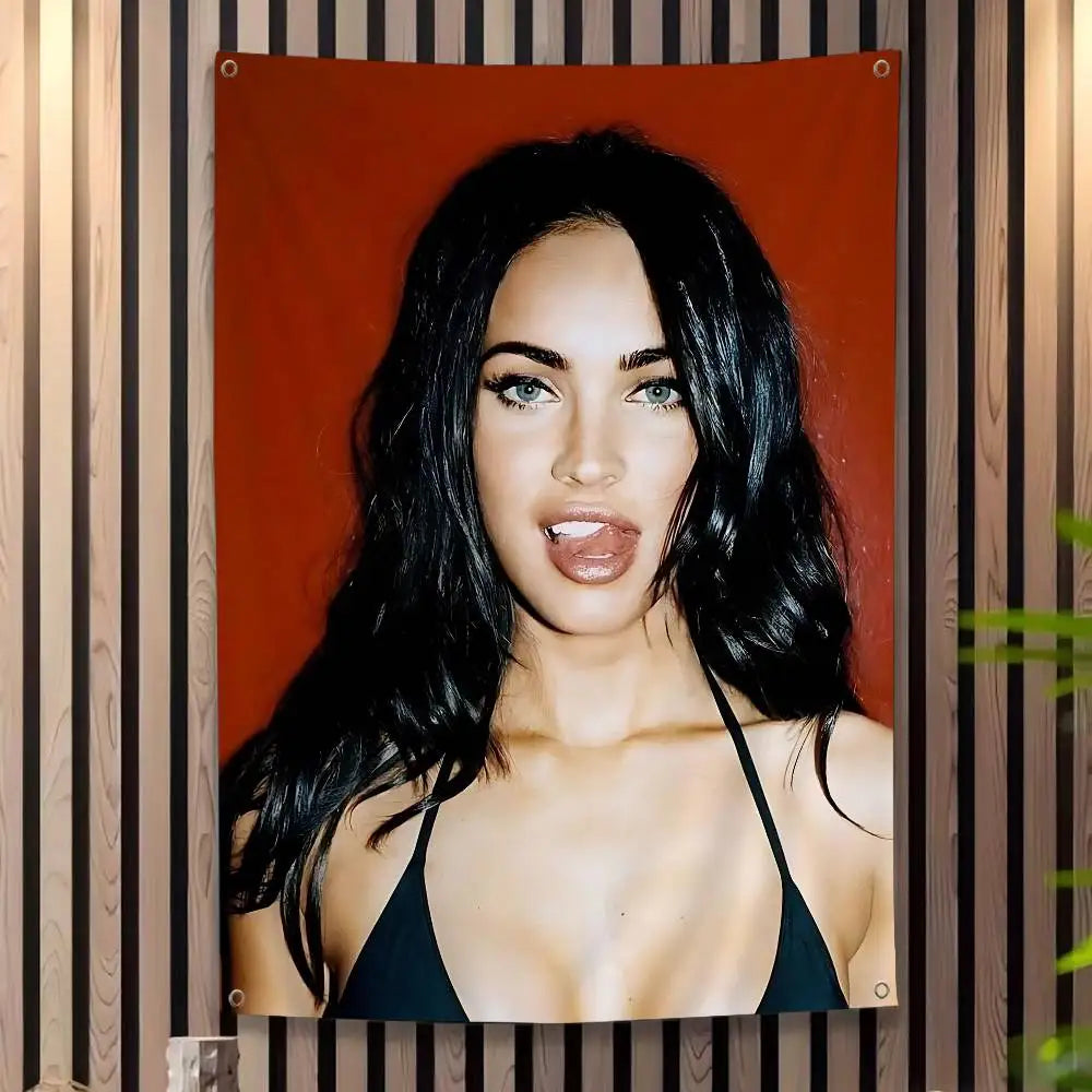 Megan Fox Actor Cartoon Flag Art Science Fiction Room Home Decor Wall Hanging Home Decor Banner