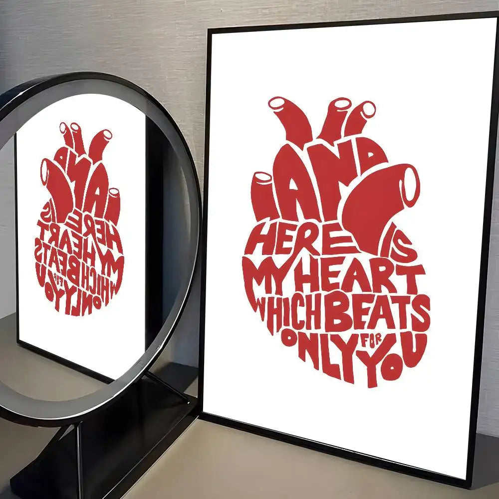 Home decor heart shape Poster HD home decor sticky wall waterproof home living room bar aesthetic decor
