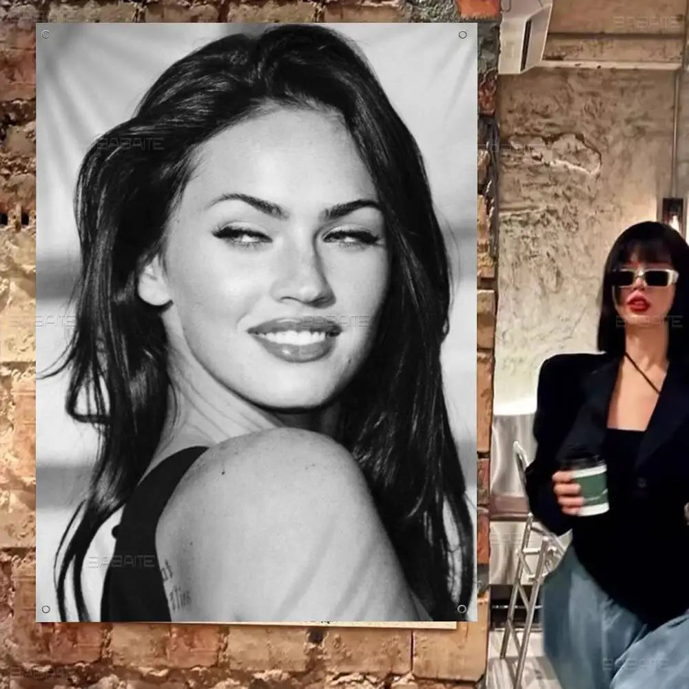 Megan Fox Actor Cartoon Flag Art Science Fiction Room Home Decor Wall Hanging Home Decor Banner