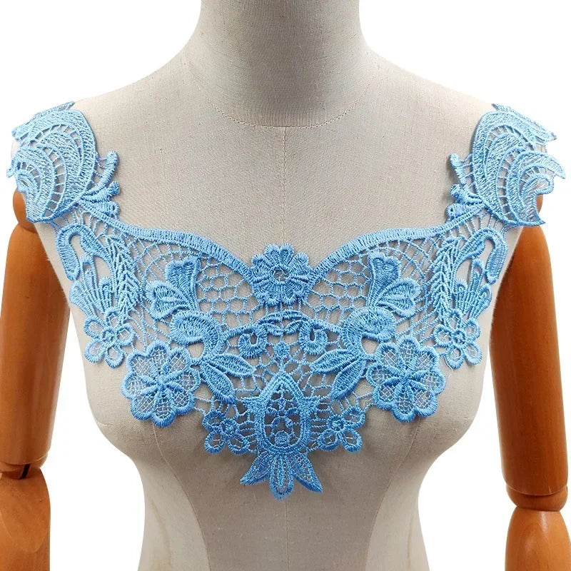Beautiful Lace Embroidery Collar White/Black Floral Lace Decorative Collar Woman's Clothing Sewing Accessories