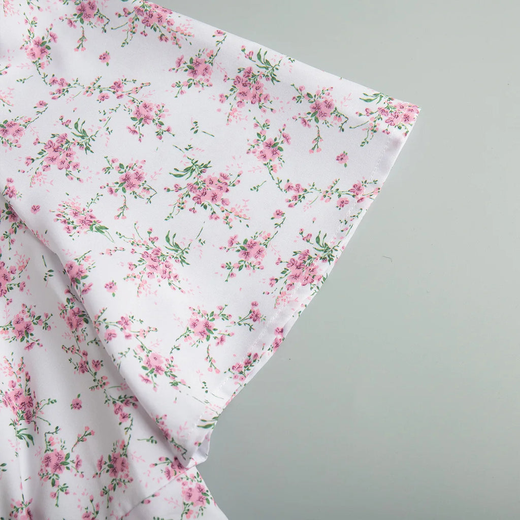 New Summer Women's Printed Short Sleeved Long Dress,Casual Dress,Woman's Clothing,Floral Dresses,White Dresses