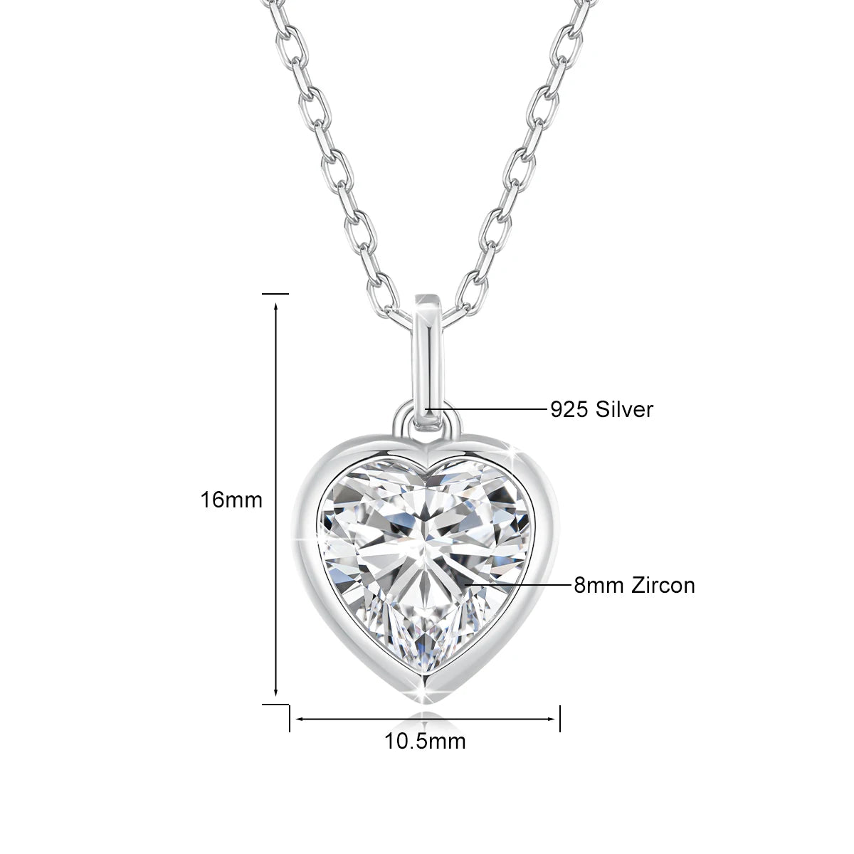 925 Sterling Silver Heart Cut Moissanite Pendant Necklaces for Valentine's Day Jewelry Gift