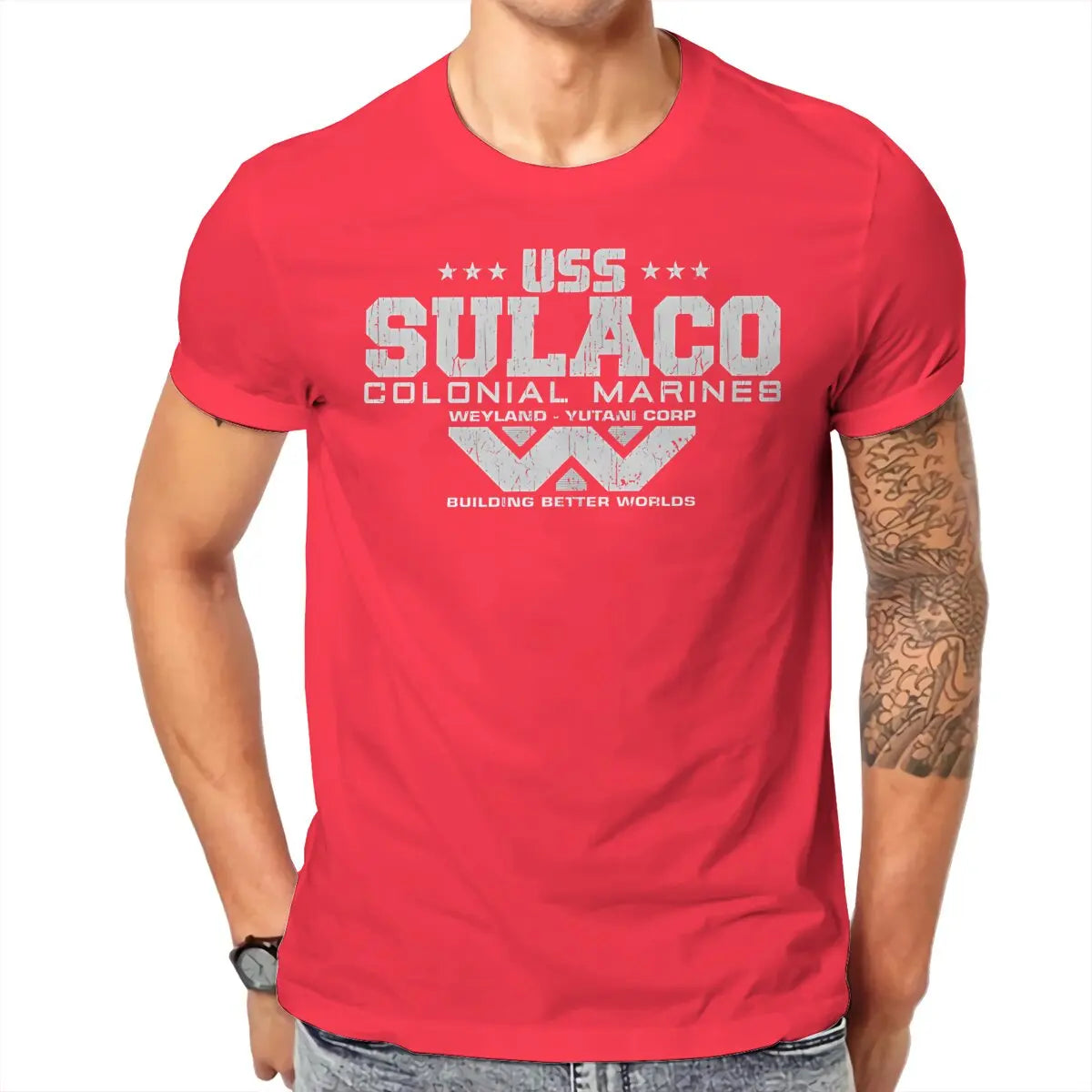 Colonial Marines USS Sulaco Tshirt Homme Men's Clothes Cotton T Shirt For Men