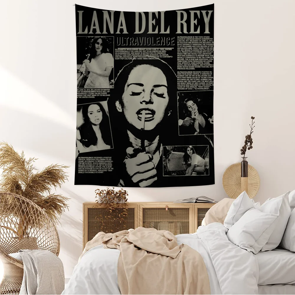 Singer Lana Del Rey Cartoon Tapestry Art Science Fiction Room Home Decor Wall Hanging Home Decor
