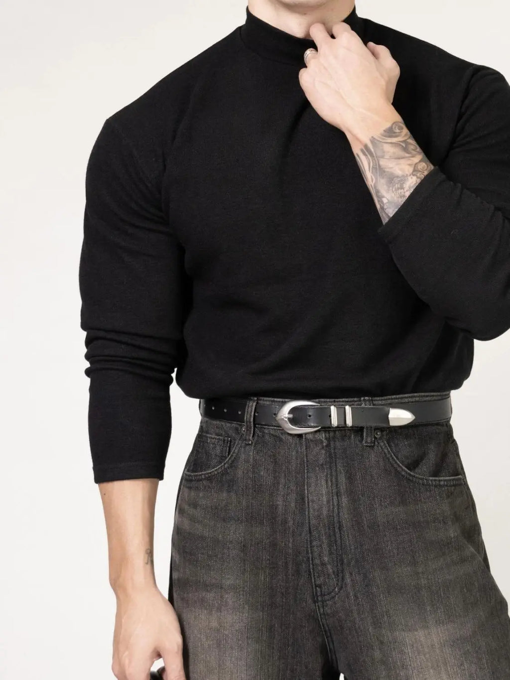 Fitness T-shirt Men's Clothes Spring Autumn Training Suit Threaded Turtleneck Slim Fit Sports Quick Dry Breathable Long Sleeves