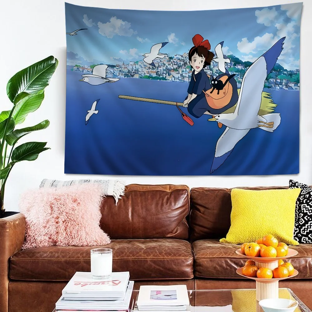 Kikis Delivery Cartoon Tapestry Art Science Fiction Room Home Decor Wall Hanging Home Decor