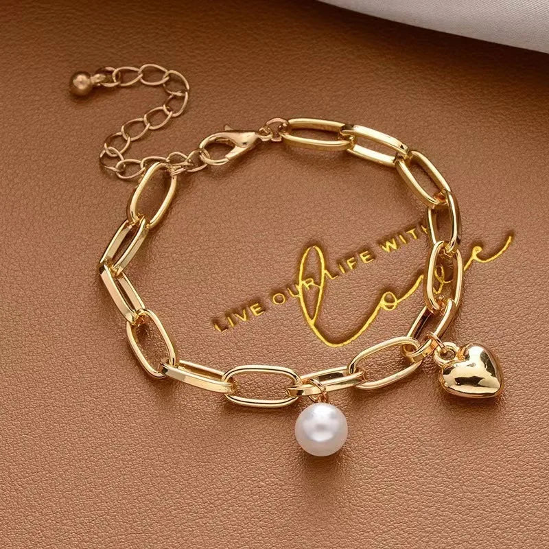 Fashion Heart of Ocean Pendant Bracelets New Shiny Blue Crystal Love  Bracelet for Women Valentine's Day Jewelry Wholesale