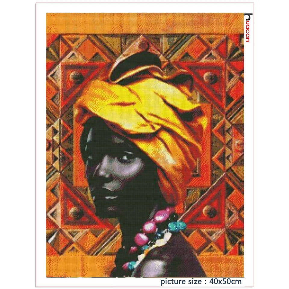 Huacan 5d Diamond Painting African Woman Handmade Gift Embroidery Portrait Farmhouse Home Decor Home Decor