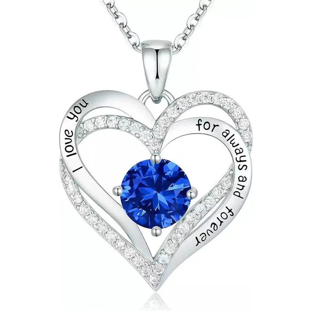 Fashionable 12th Birthday Stone Love Pendant Necklace for Women's High End Charm Jewelry Valentine's Day Gift for Girlfriend