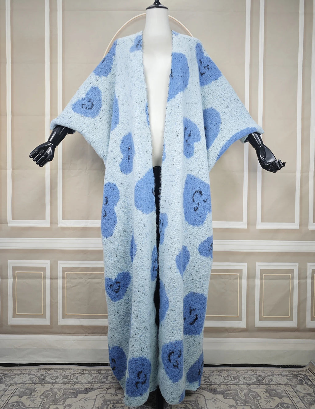Fashion  winter outfits for women Luxury Fur Neutral coat Thick comfortable Warm Gradual print coat poncho long down party dress