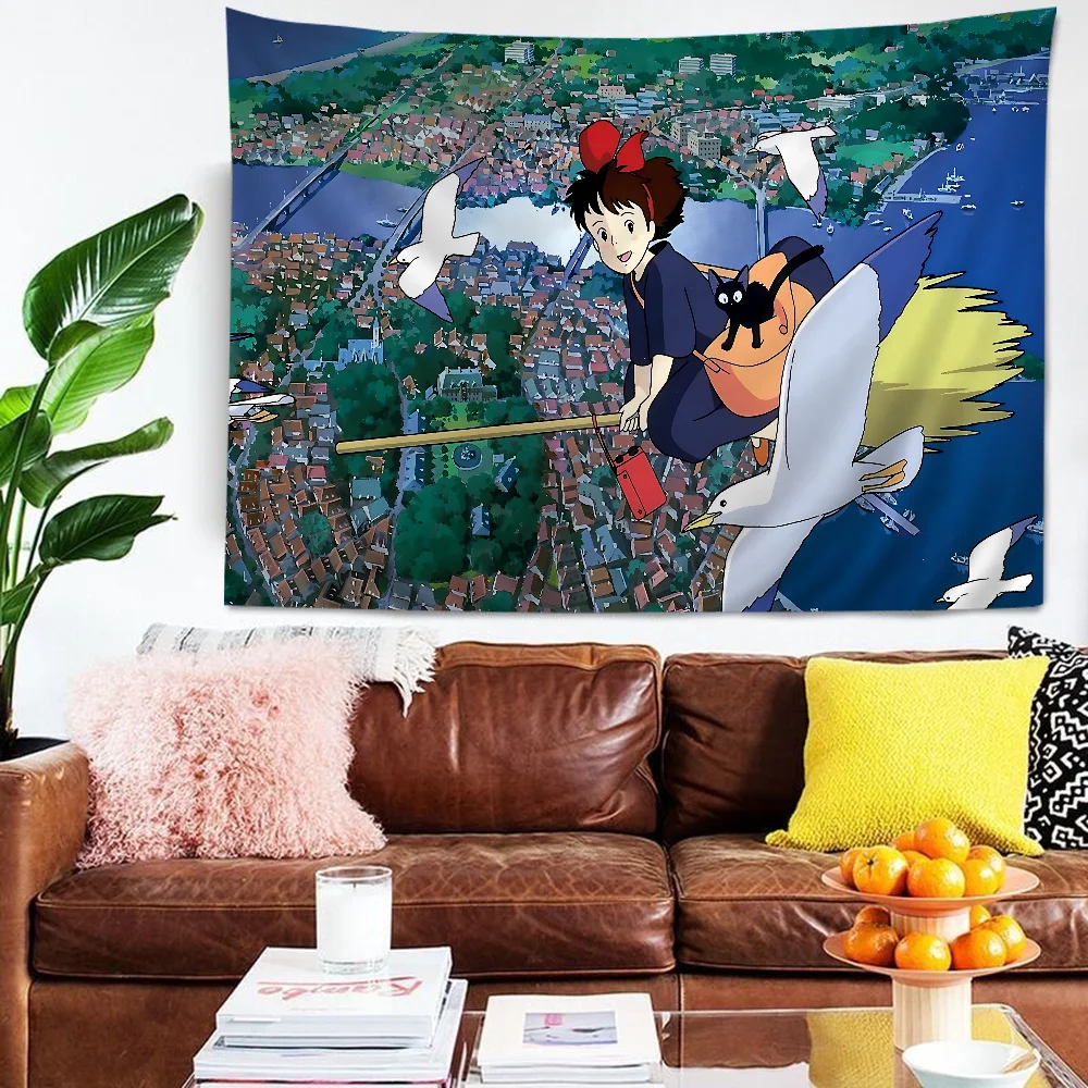Kikis Delivery Cartoon Tapestry Art Science Fiction Room Home Decor Wall Hanging Home Decor
