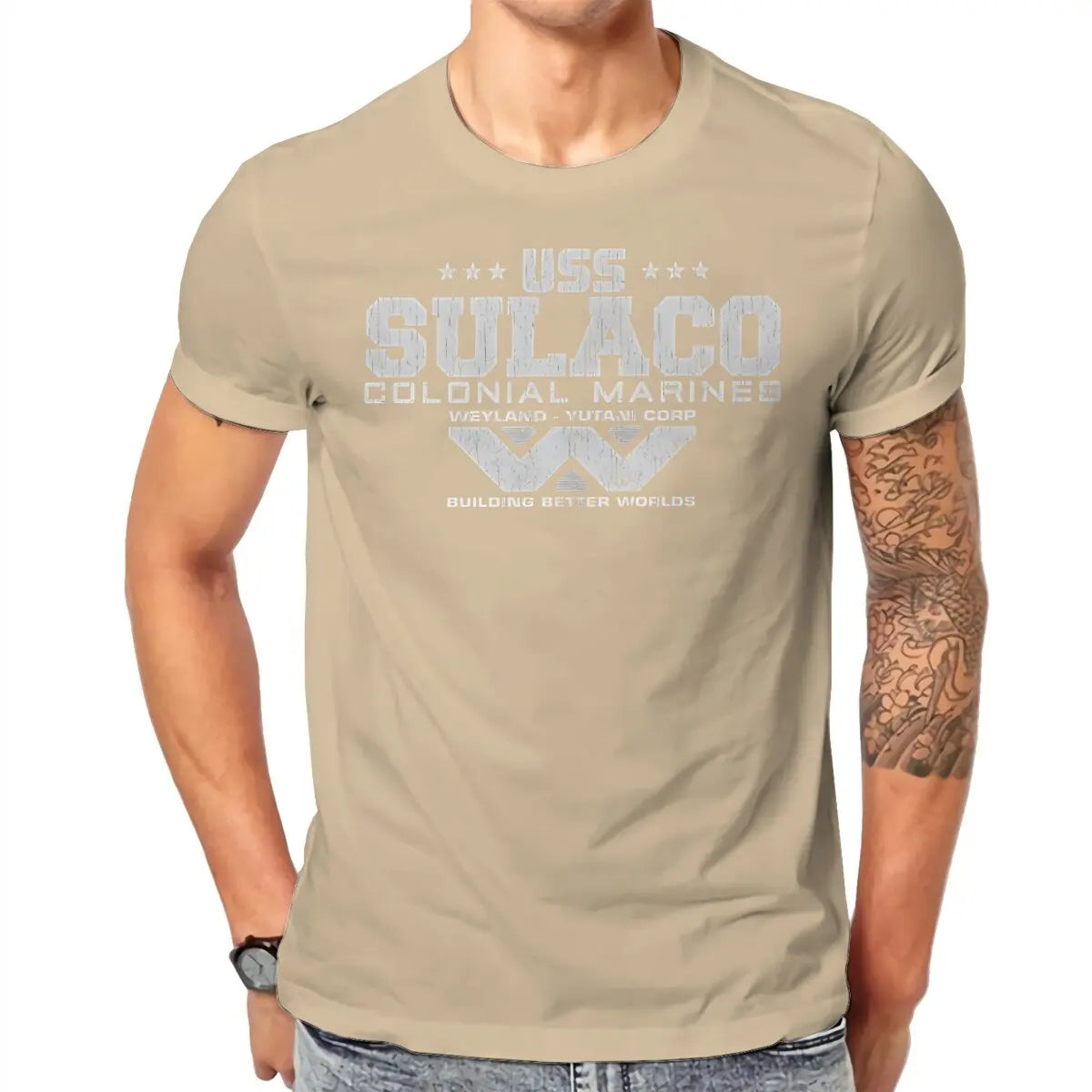 Colonial Marines USS Sulaco Tshirt Homme Men's Clothes Cotton T Shirt For Men