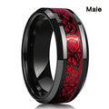 Charm Couple Rings For Men Stainless Steel Celtic Dragon Ring Heart Red Zircon Women Wedding Rings Set Valentine's Day Jewelry