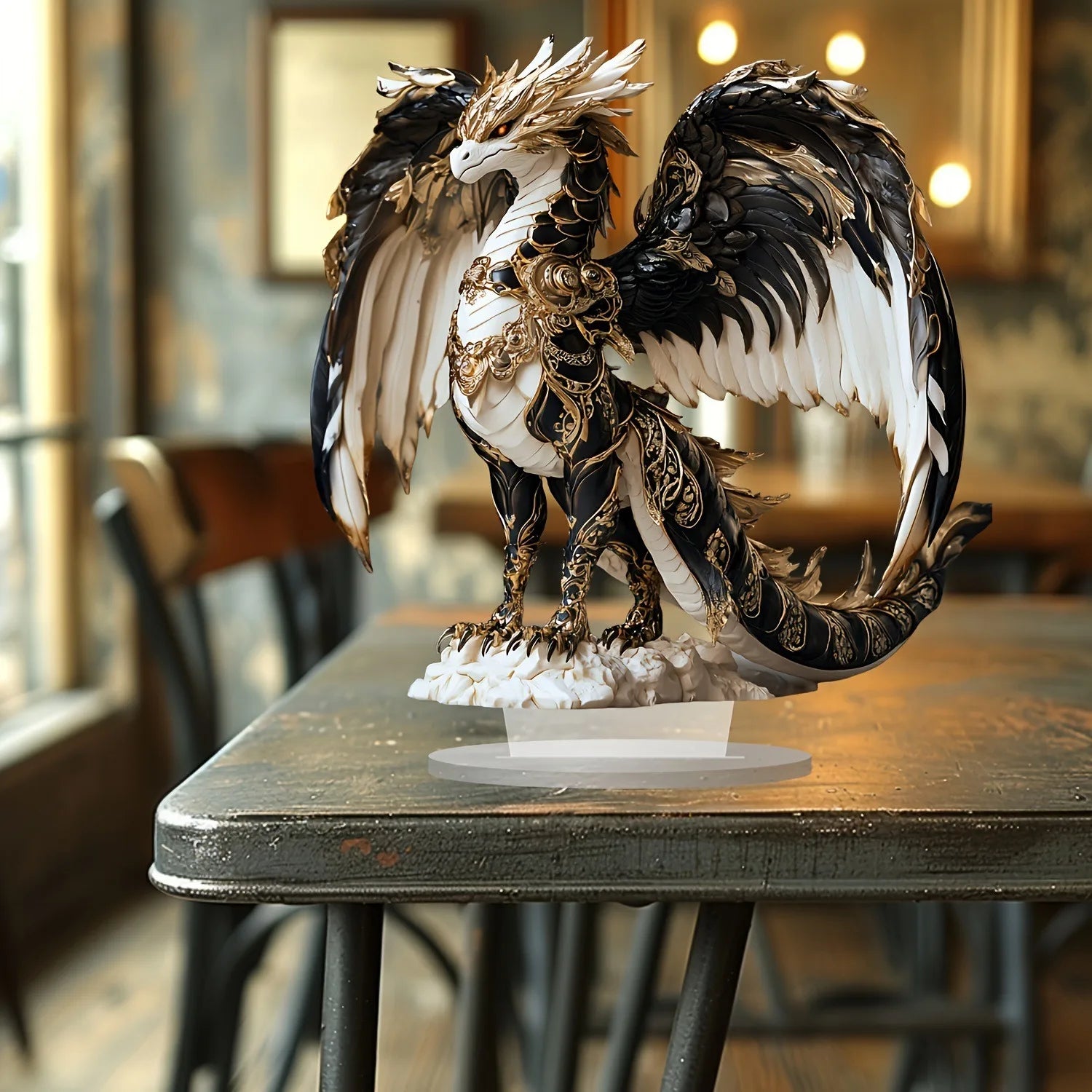 Fire Breathing Dragon Figurine Creative Fantasy Decor Miniature Acrylic Dragon Ornament High Quality Tabletop Decoration For