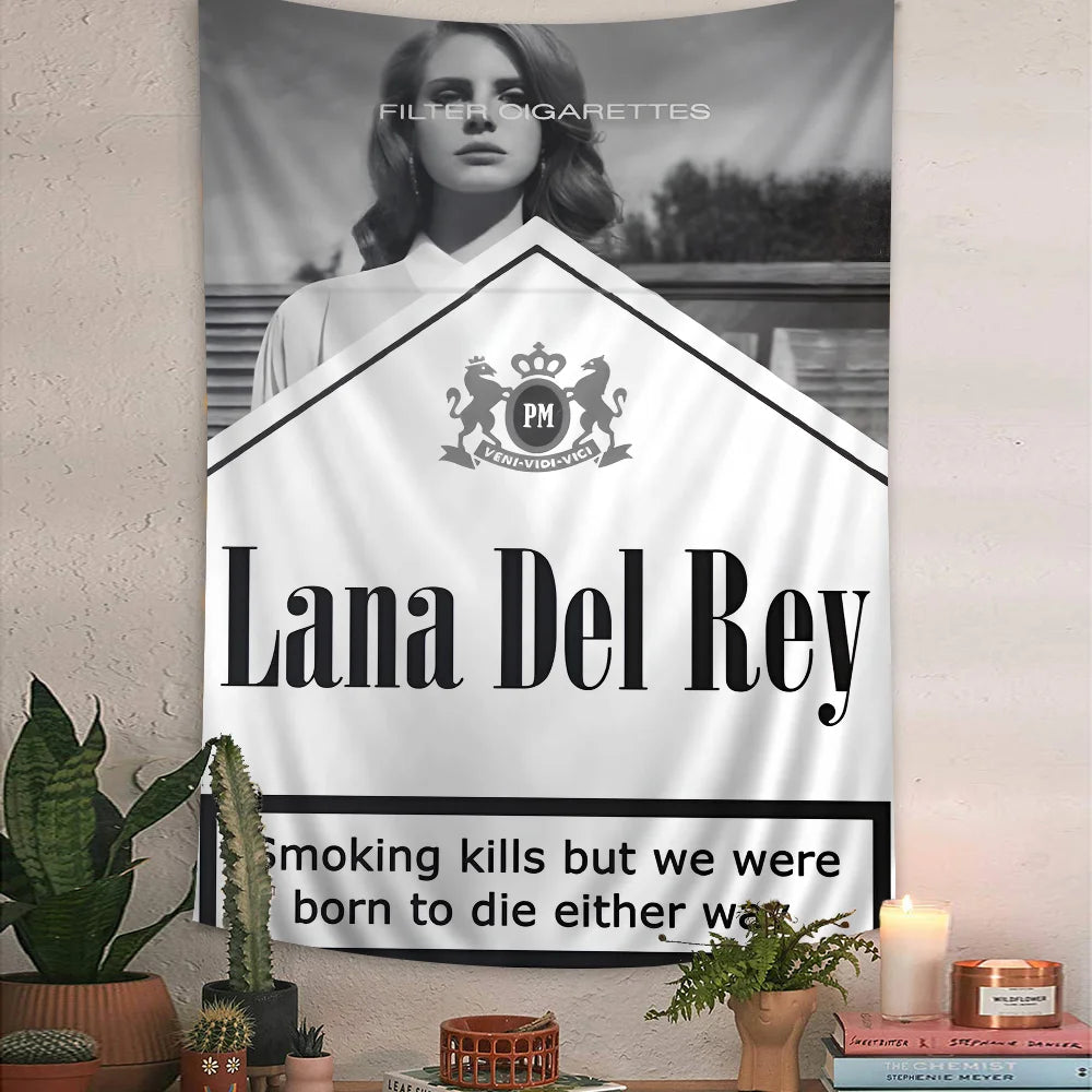 Singer Lana Del Rey Cartoon Tapestry Art Science Fiction Room Home Decor Wall Hanging Home Decor