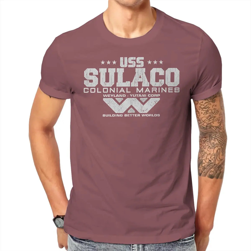 Colonial Marines USS Sulaco Tshirt Homme Men's Clothes Cotton T Shirt For Men