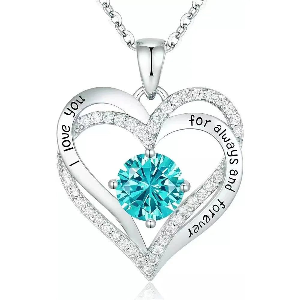Fashionable 12th Birthday Stone Love Pendant Necklace for Women's High End Charm Jewelry Valentine's Day Gift for Girlfriend