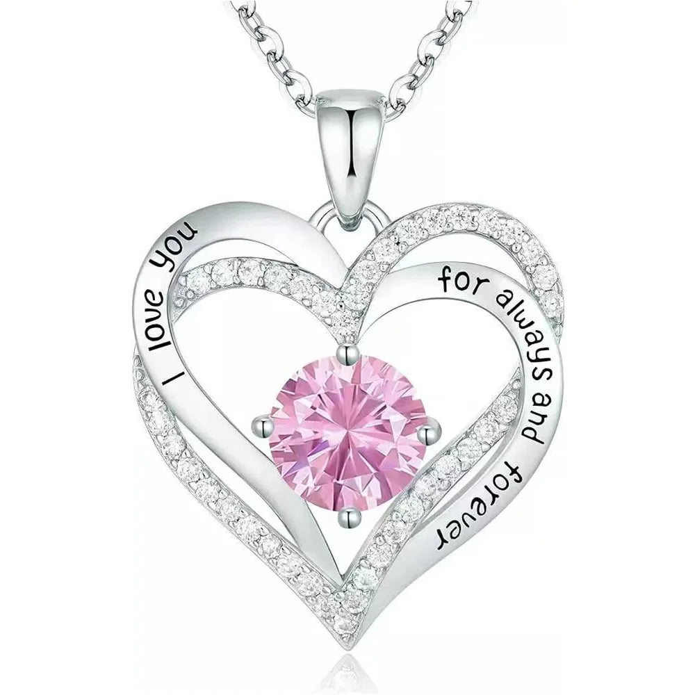 Fashionable 12th Birthday Stone Love Pendant Necklace for Women's High End Charm Jewelry Valentine's Day Gift for Girlfriend
