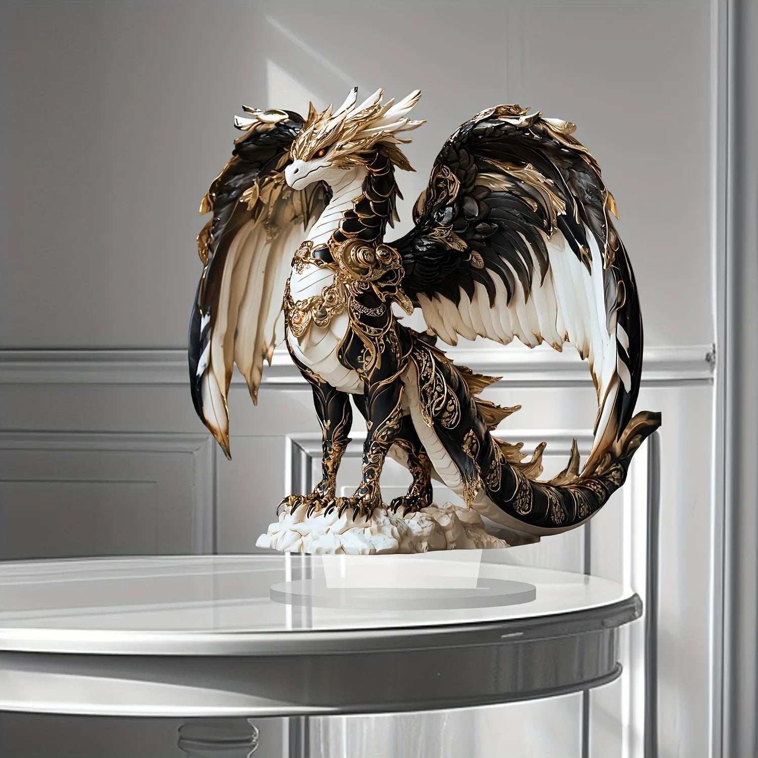 Fire Breathing Dragon Figurine Creative Fantasy Decor Miniature Acrylic Dragon Ornament High Quality Tabletop Decoration For