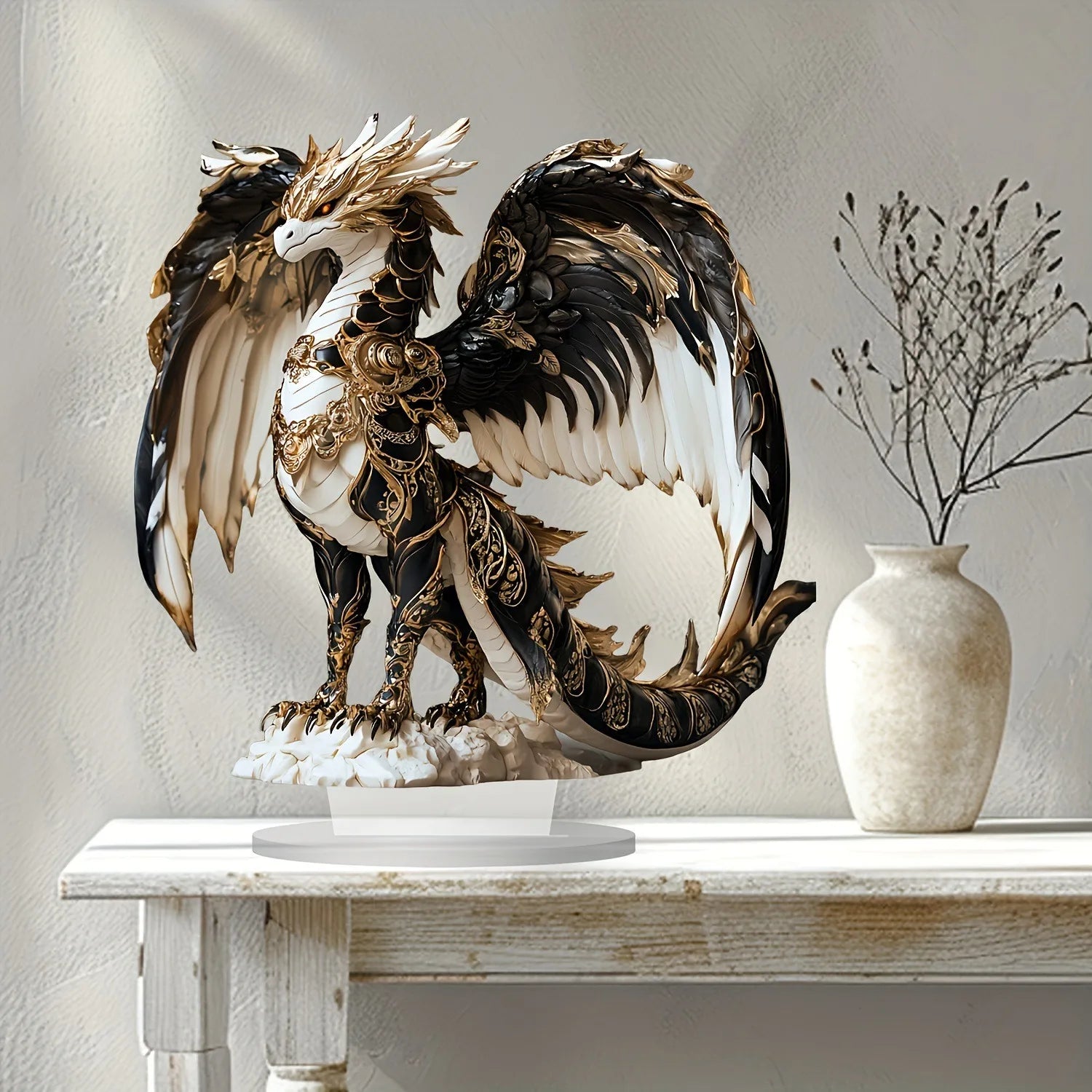 Fire Breathing Dragon Figurine Creative Fantasy Decor Miniature Acrylic Dragon Ornament High Quality Tabletop Decoration For