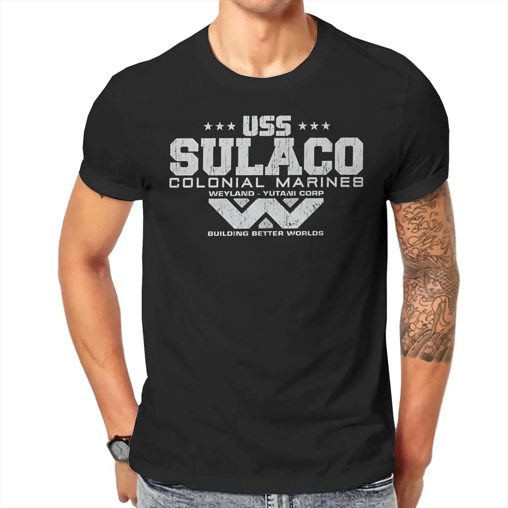 Colonial Marines USS Sulaco Tshirt Homme Men's Clothes Cotton T Shirt For Men