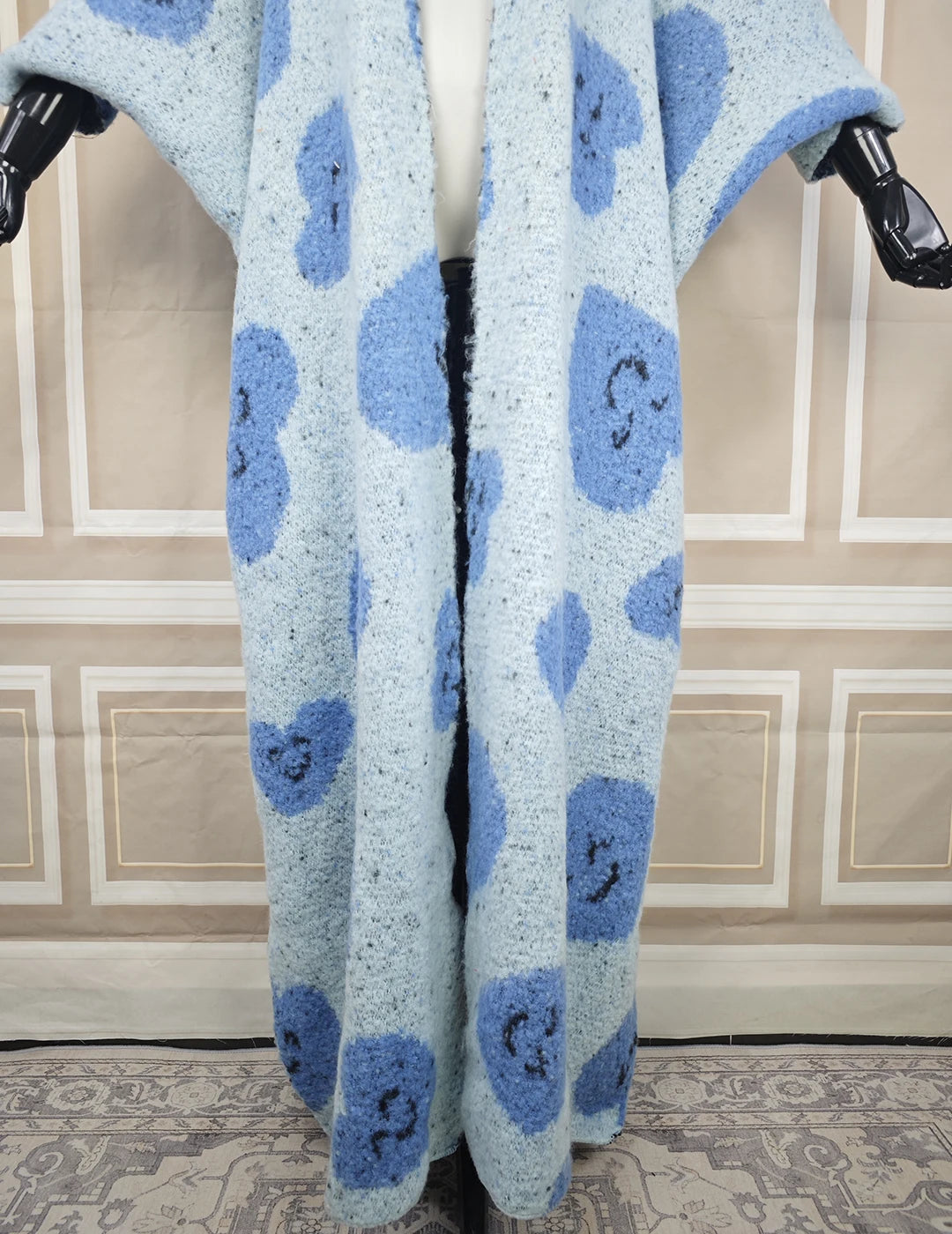 Fashion  winter outfits for women Luxury Fur Neutral coat Thick comfortable Warm Gradual print coat poncho long down party dress