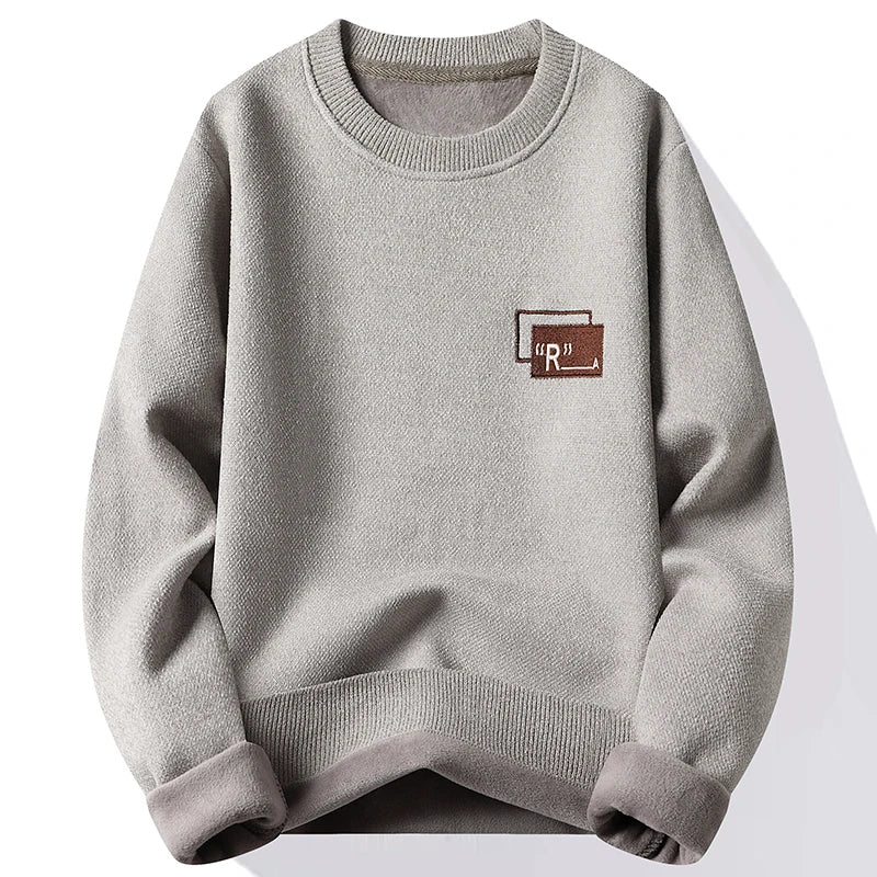 Mens Fashion Sweater Thick Fleeced Top Clothes Casual Pullovers  Jumpers Autumn Winter Men's Clothes